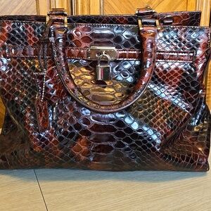 Danier Lambskin Leather with Crocodile Print Hand Bag
